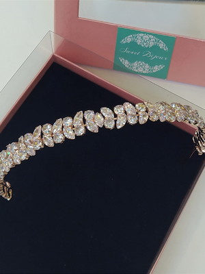 Tiara de zircônia rosê sweet
