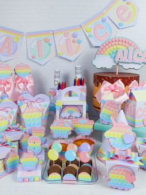 Kit festa pop it cores candy + 4 arquivos a sua escolha
