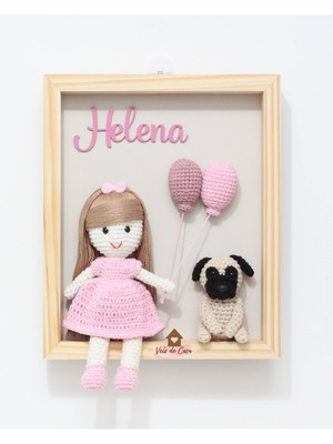 Boneca com pet - quadro retangular - porta maternidade