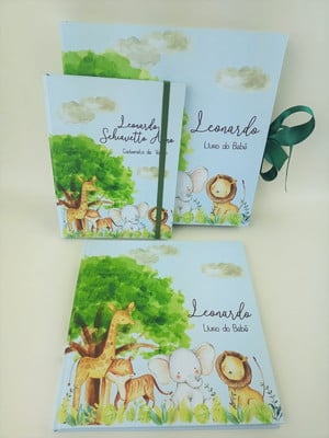 Livro do bebê e caderneta de vacina safari