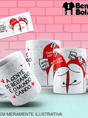 Caneca flork a gente se beijando e o mundo acabando