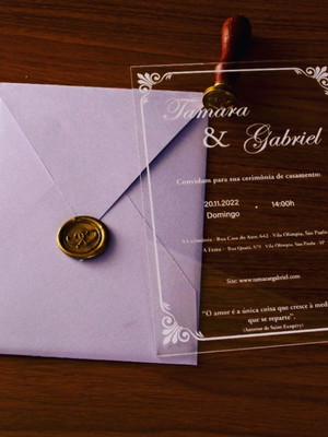 Convite para casamento no acrílico clássico