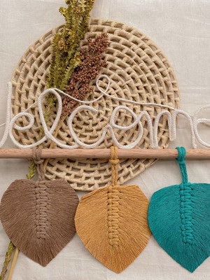 Macrame folhas welcome