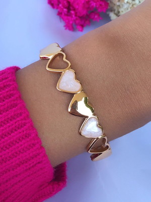 Pulseira coração com resina