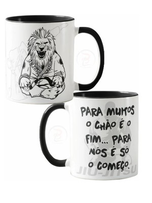 Caneca jiu jitsu lutador o chão é só o começo int preto