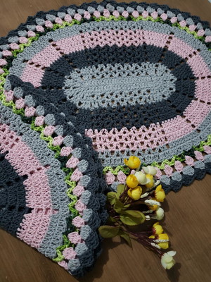 Kit de tapete para banheiro de crochê 2 peças