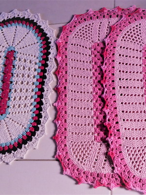 Tapete de crochê barbante dois pares