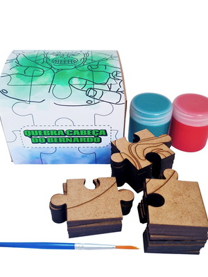 Kit quebra cabeça mdf 25 peças com tintas - heróis hulk