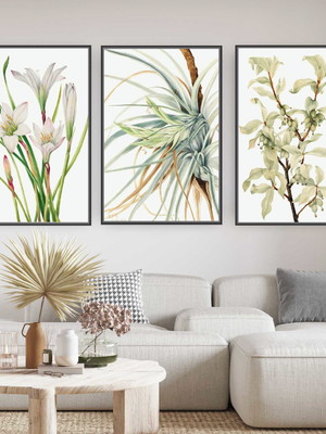 Quadro tela canvas trio mary vaux i 120x80 com moldura