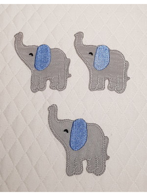 Patch aplique elefante cinza/azul 3 un - p. entrega