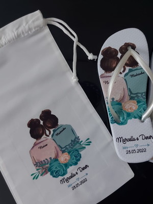 Kit lembrancinha para madrinha saquinho + chinelo