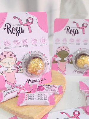 Card com blister (suporte para docinhos)- outubro rosa