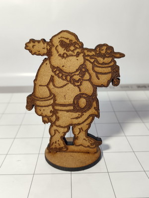 Ogro sorrindo (ogre) em miniatura para rpg em mdf