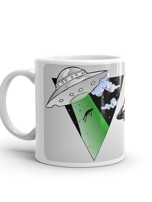 Caneca alien et ufo nave espacial divertida cansei me leva