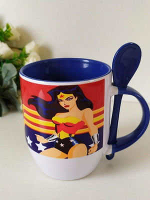 Caneca com colher personalizada mulher maravilha