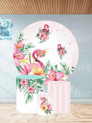 Kit painel sublimado + capa de cilindro - flamingo 02