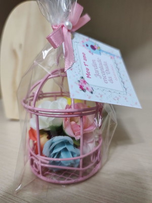 Mini gaiolinha com flores jardim encantado