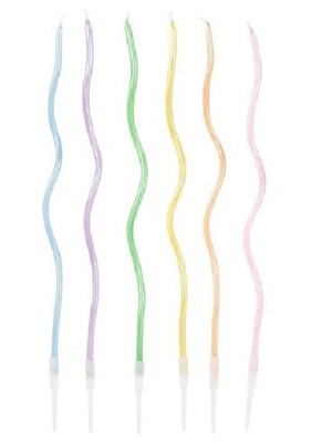 Vela espiral pastel metalizada - 8 unidades