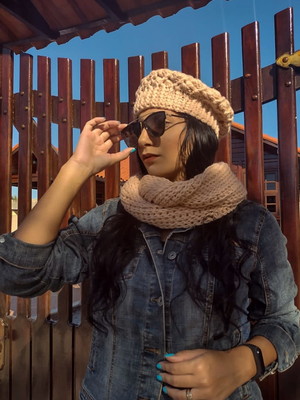 Gola e boina em crochê
