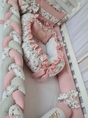 Kit berço americano bebê trança floral 6 peças lunna