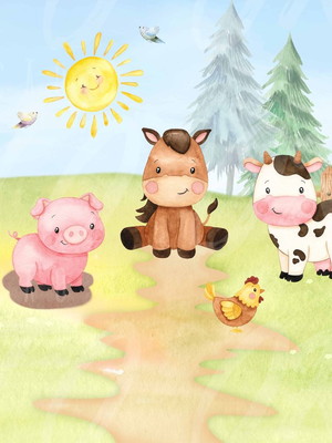 Painel de festa em tecido sublimado 3d fazendinha 4x2,5m