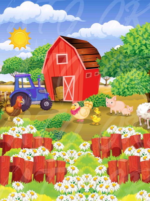 Painel de festa em tecido sublimado 3d fazendinha 3x2m