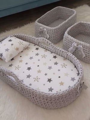 Kit trocador de fralda para bebê em crochê