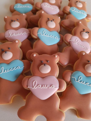 Biscoitos amanteigados decorados ursinhos