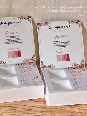 Caixa convite para padrinhos de casamento