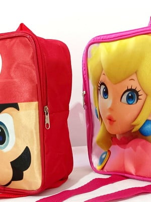 Mochila personalizada super mario bros e princesa peach