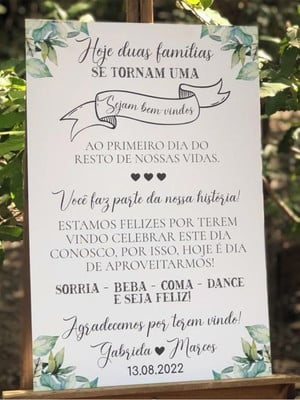 Placa sejam bem vindos casamento personalizada aniversário