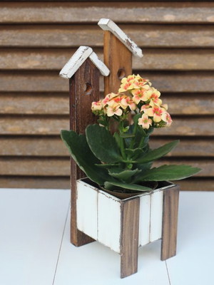 Cachepô de madeira para mini vasinho - casinhas rústicas