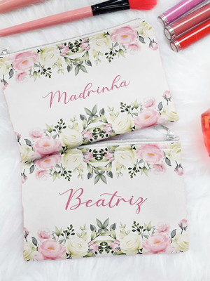Necessaire slim personalizada floral tons pastéis