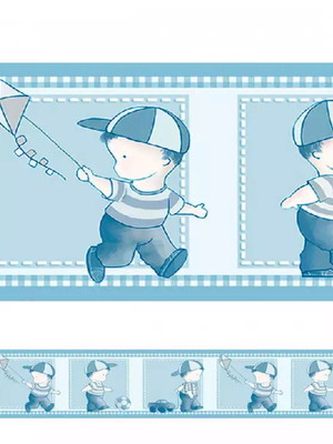 Adesivo decorativo faixa menino com pipa e bola ref:3149