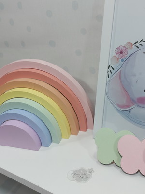 Arco iris em mdf candy color decoração quarto infantil