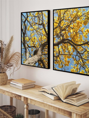 Quadro decorativo ipê amarelo paisagem árvore moderno
