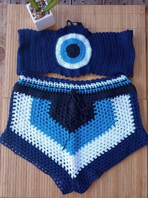 Conjunto em crochê olho grego