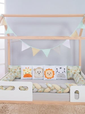 Kit cama montessoriano solteiro bichinhos safári verde