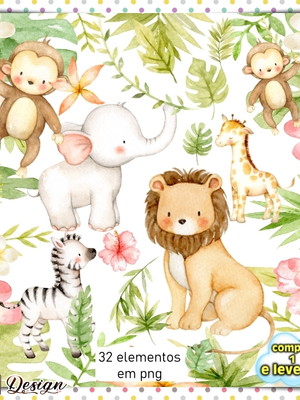 Kit digital safari aquarela #3
