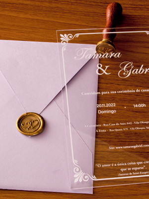 Convite para casamento no acrílico clássico