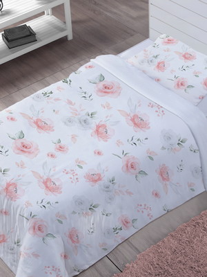Edredom infantil + fronha solteiro floral 100% algodão -e459