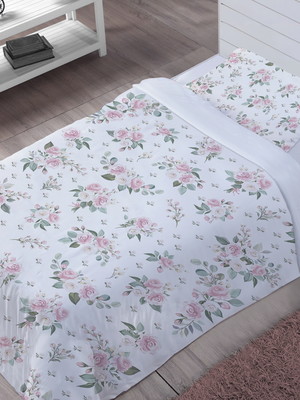 Edredom infantil + fronha solteiro floral 100% algodão -e444