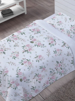 Edredom infantil + fronha solteiro floral 100% algodão -e425