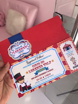 Convite ingresso circo vermelho