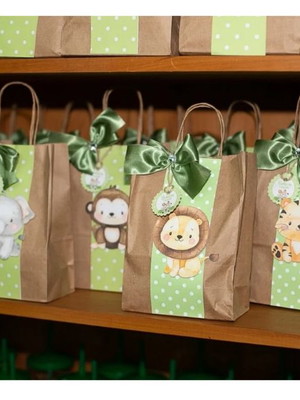 10 sacolinha surpresa personalizadas safari + brinde