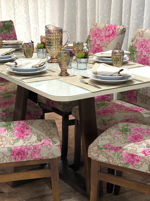 Capa para cadeira helanca kit com 6 unidades - renda rosa