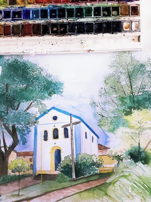 Pintura em aquarela - casamento