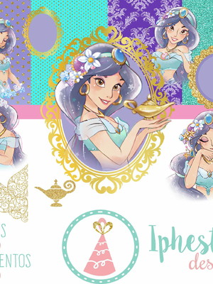 Kit digital - princesa jasmine aquarela (pague 1 e leve 3)
