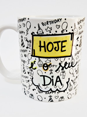 Caneca branca parabéns