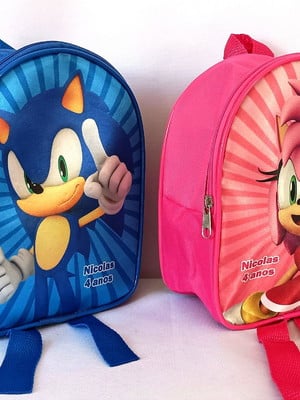 Mochila personalizada sonic e amy rose lembrancinha